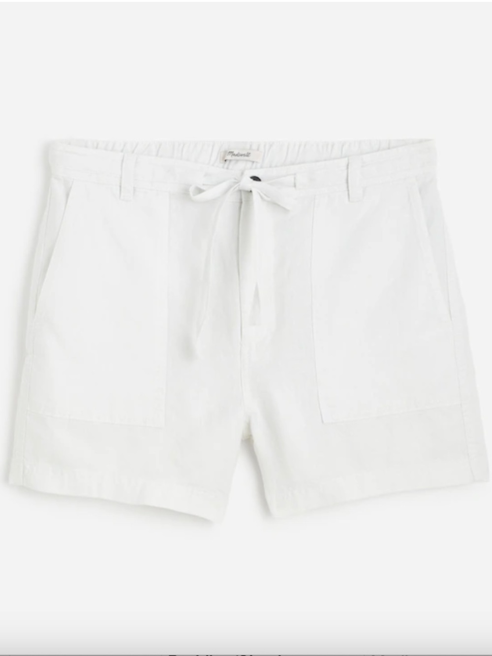 NWT Madewell Pull-On Drawstring Shorts in Salt White Linen size Small